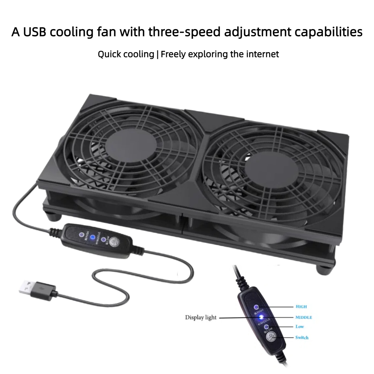Dual USB Cooling Fan with 3-Sp - Pc Gaming Ff 评论和价格