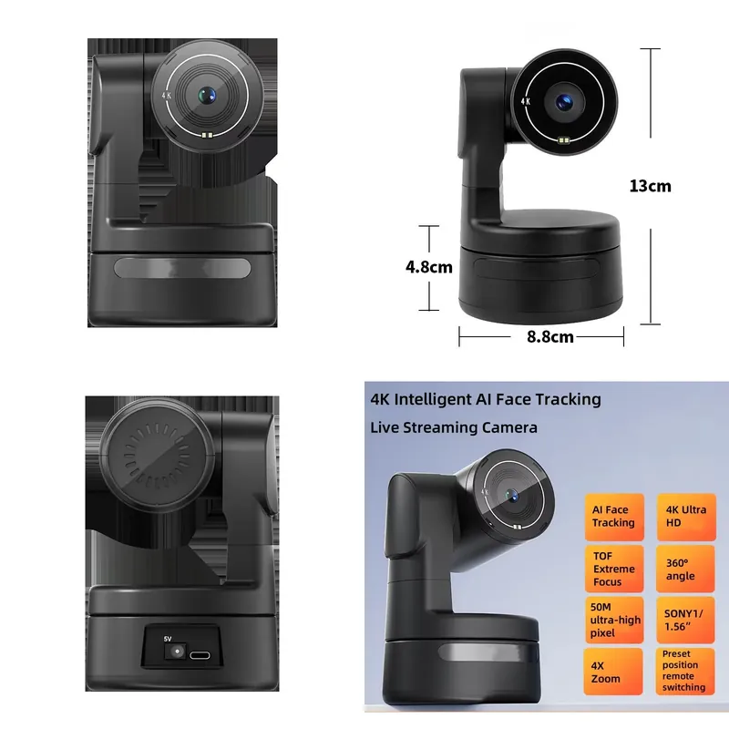 Tiny 4K PTZ Webcam For PC, AI  - Webcam 4K 评论和价格