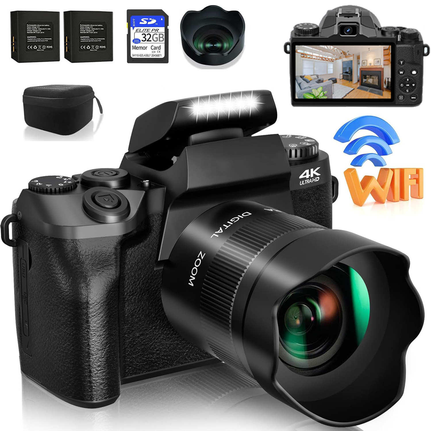 64MP Digital Camera SLR DSLR F - Webcam 4K 评论和价格